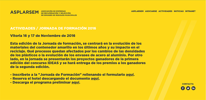 Asplarsem - Jornada de formación 2016: Evolución de materiales del contenedor amarillo: Impacto en el reciclaje