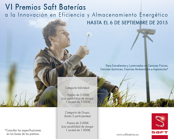 Saft Baterías premiará las propuestas más innovadoras en eficiencia energética que mejoren la calidad y sostenibilidad con hasta a 3.000€