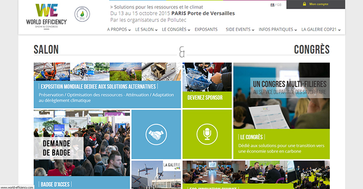 World Efficiency, del 13 al 15 de octubre de 2015, se celebra en Paris Porte de Versailles