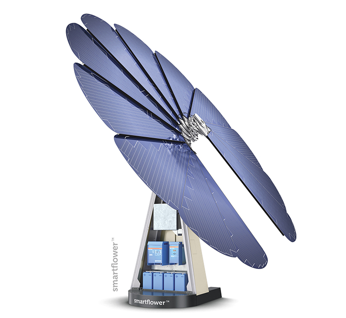 El sistema de almacenamiento, especialmente diseñado para smartflower, es capaz de acumular hasta 4.6kWh