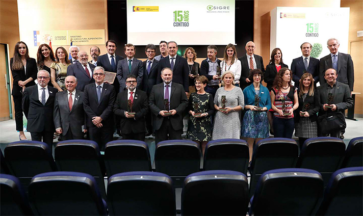 Vista general de los galardonados y premiados en el 15º Aniversario de Sigre