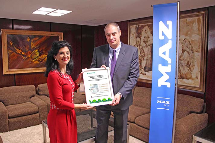 MAZ ha recibido el certificado de Gestión Sostenible de Residuos Sanitarios de SRCL Consesur por su contribución a minimizar el impacto ambiental