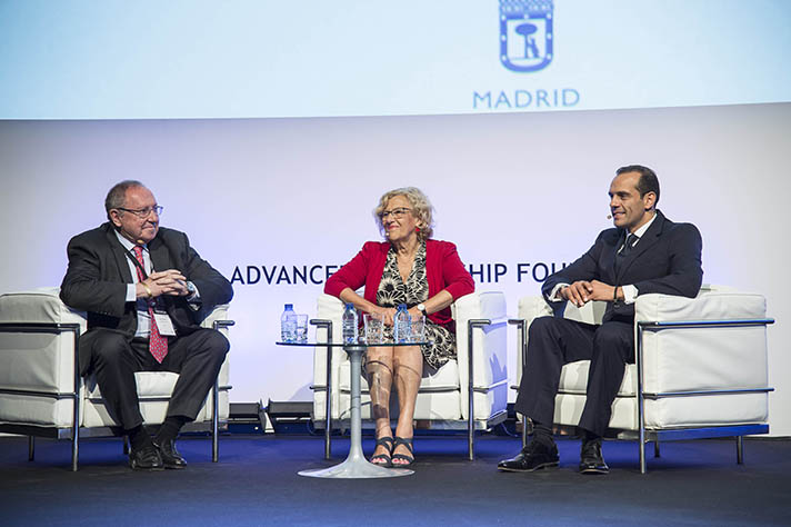 Inauguración con Manuela Carmena, alcaldesa de Madrid, José Luis Bonet, presidente de Incyde y Cámara de Comercio de España, y Juan Verde, presidente de Advanced Leadership Foundation (ALF)