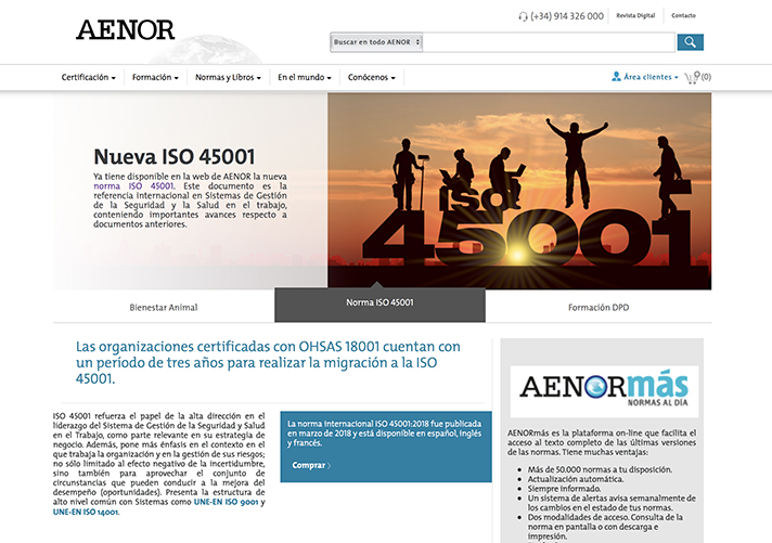 La nueva web de AENOR se adapta a cualquier formato de pantalla, facilitando, por ejemplo, la navegación en dispositivos móviles