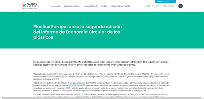 España sigue a la cabeza de los países con mayores tasas de reciclaje en Europa: 43% para los plásticos en todas sus aplicaciones y 52% para el caso específico de los envases plásticos