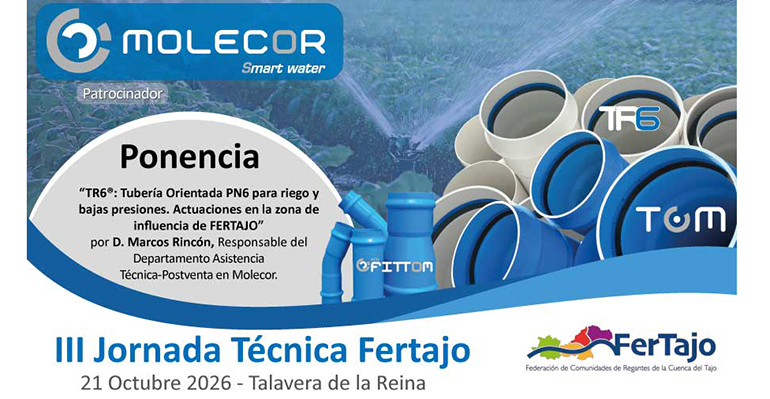 Molecor presentará sus soluciones para el regadío eficiente en la III Jornada Técnica de FERTAJO