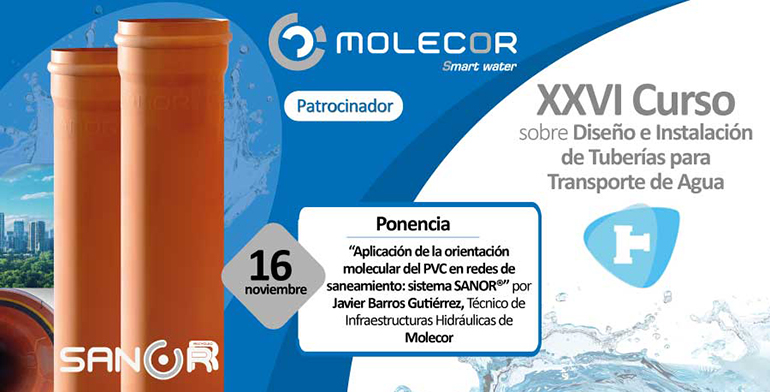 Molecor presentará SANOR, su solución de PVC-O para redes de saneamiento, en un curso de referencia del sector