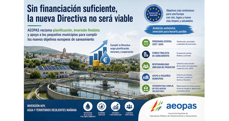 AEOPAS reclama financiación suficiente para aplicar la nueva Directiva europea de aguas residuales