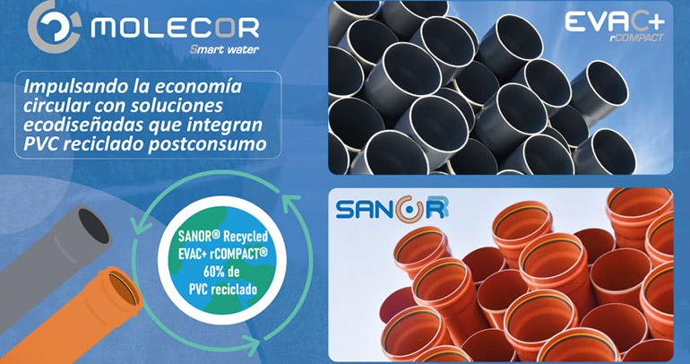 Molecor impulsa la economía circular con tuberías ecodiseñadas que incorporan PVC reciclado postconsumo