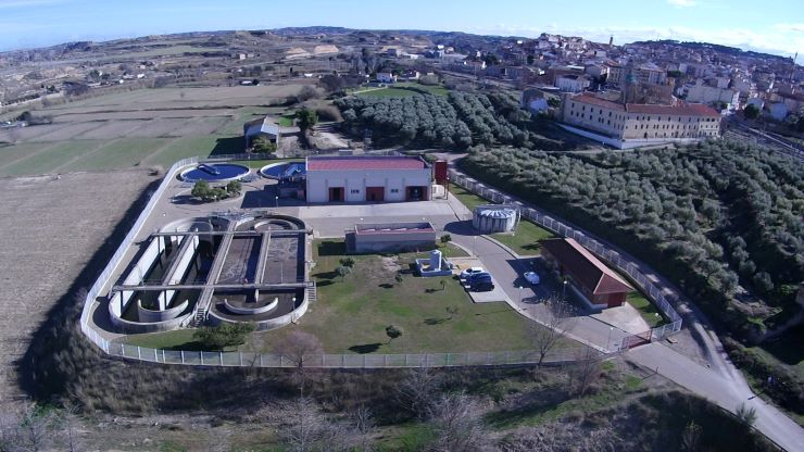 Vista aérea de la depuradora de Caspe (Zaragoza) (002)