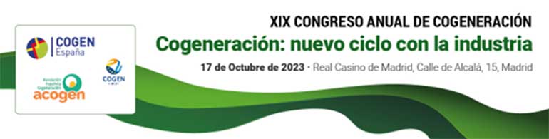 El XIX Congreso Anual de Cogeneración se celebra el 17 de octubre en Madrid