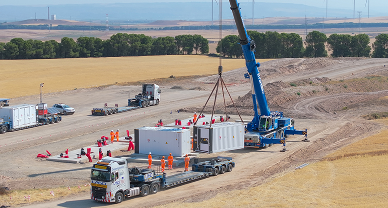 Statkraft recibe las baterías para hibridar el parque eólico Montes de Cierzo en Navarra