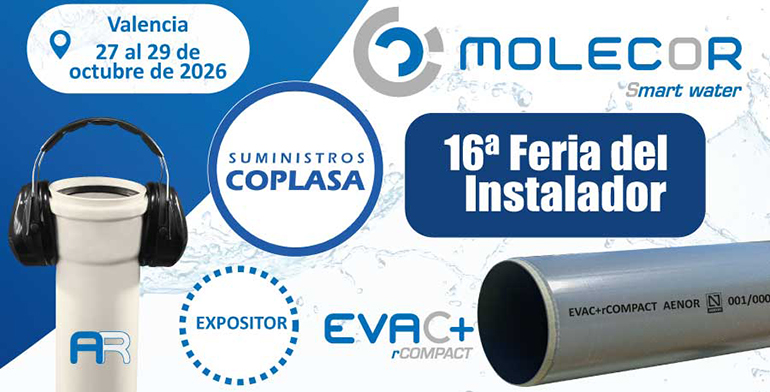 Molecor presentará sus soluciones de evacuación de aguas en la 16ª Feria del Instalador de Coplasa