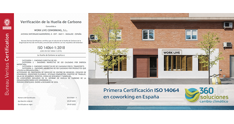 WORK LIVE COWORKING logra la primera certificación de huella de carbono ISO 14064 en un coworking en España