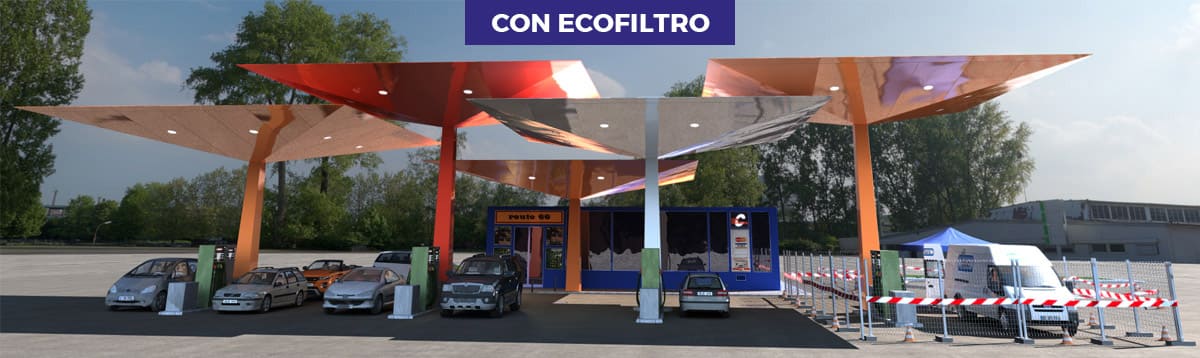 ecofiltro es un innovador sistema de Rafibra que permite desgasificar los tanques de gasolina y petróleo sin que sea necesario hacer el cierre de la estación mientras tanto