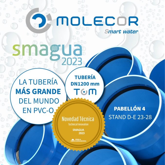 Molecor estará presente en Smagua , que celebra su 26 edición, los próximos días 7, 8 y 9 de marzo en Zaragoza. 